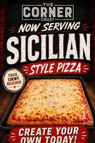 Sicilian Pizza in Corner Crust